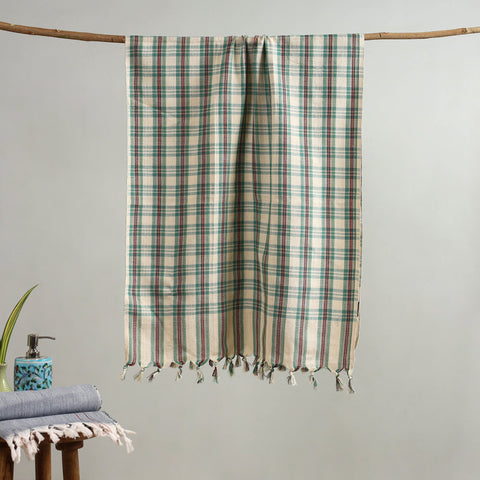 Buy Handloom Fine Cotton Checks Bath Towel