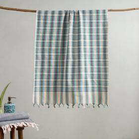 Multicolor Handloom Fine Cotton Checks Bath Towel