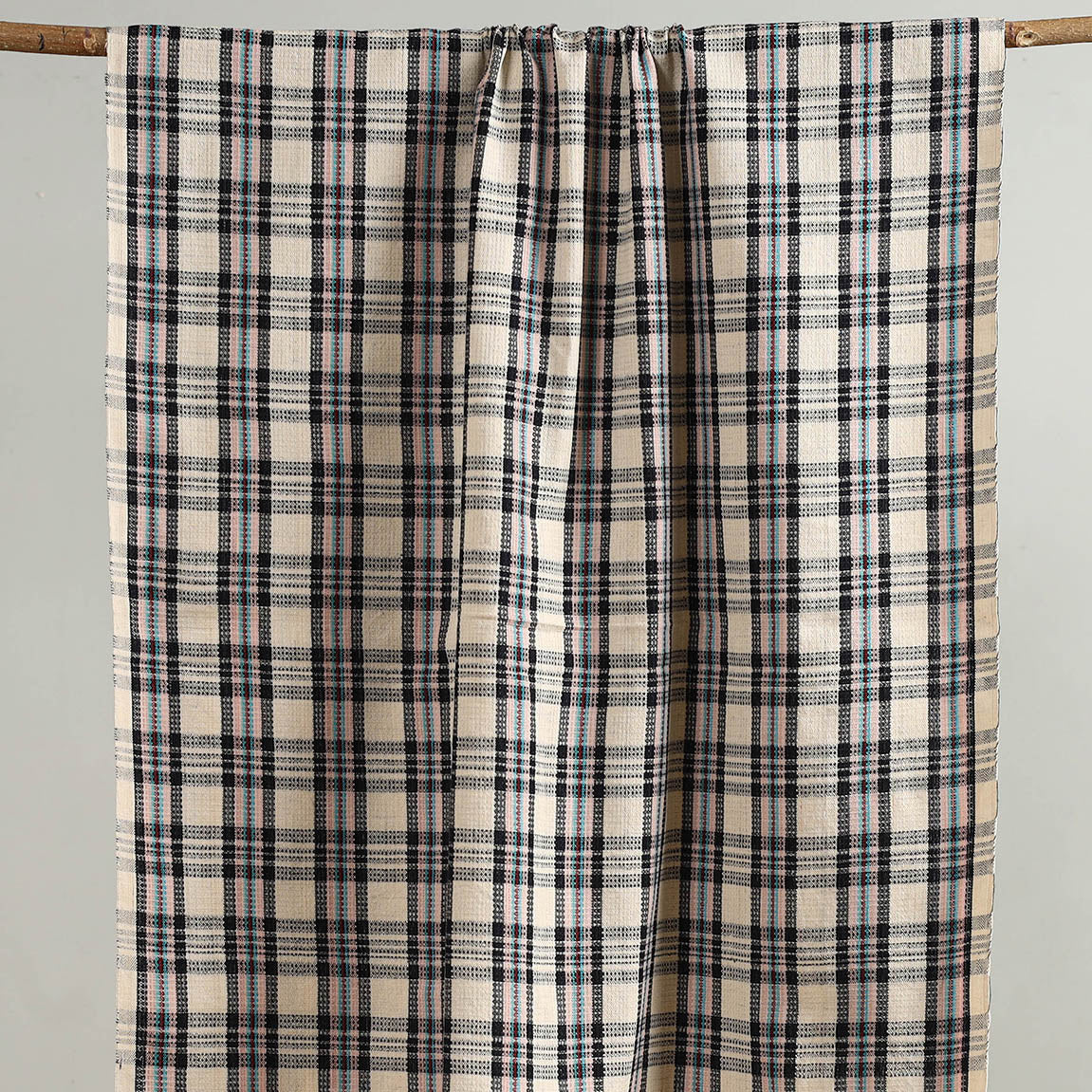 Multicolor Handloom Fine Cotton Checks Bath Towel