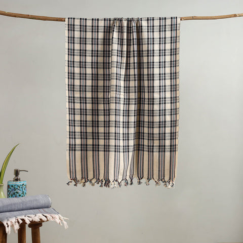 Multicolor Handloom Fine Cotton Checks Bath Towel