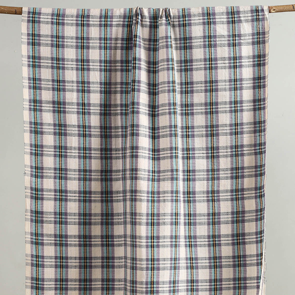 Multicolor Handloom Fine Cotton Checks Bath Towel