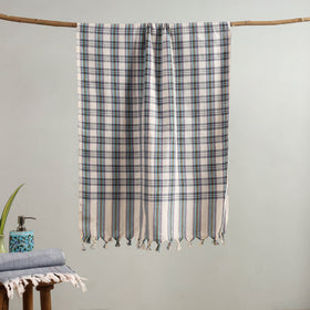 Multicolor Handloom Fine Cotton Checks Bath Towel