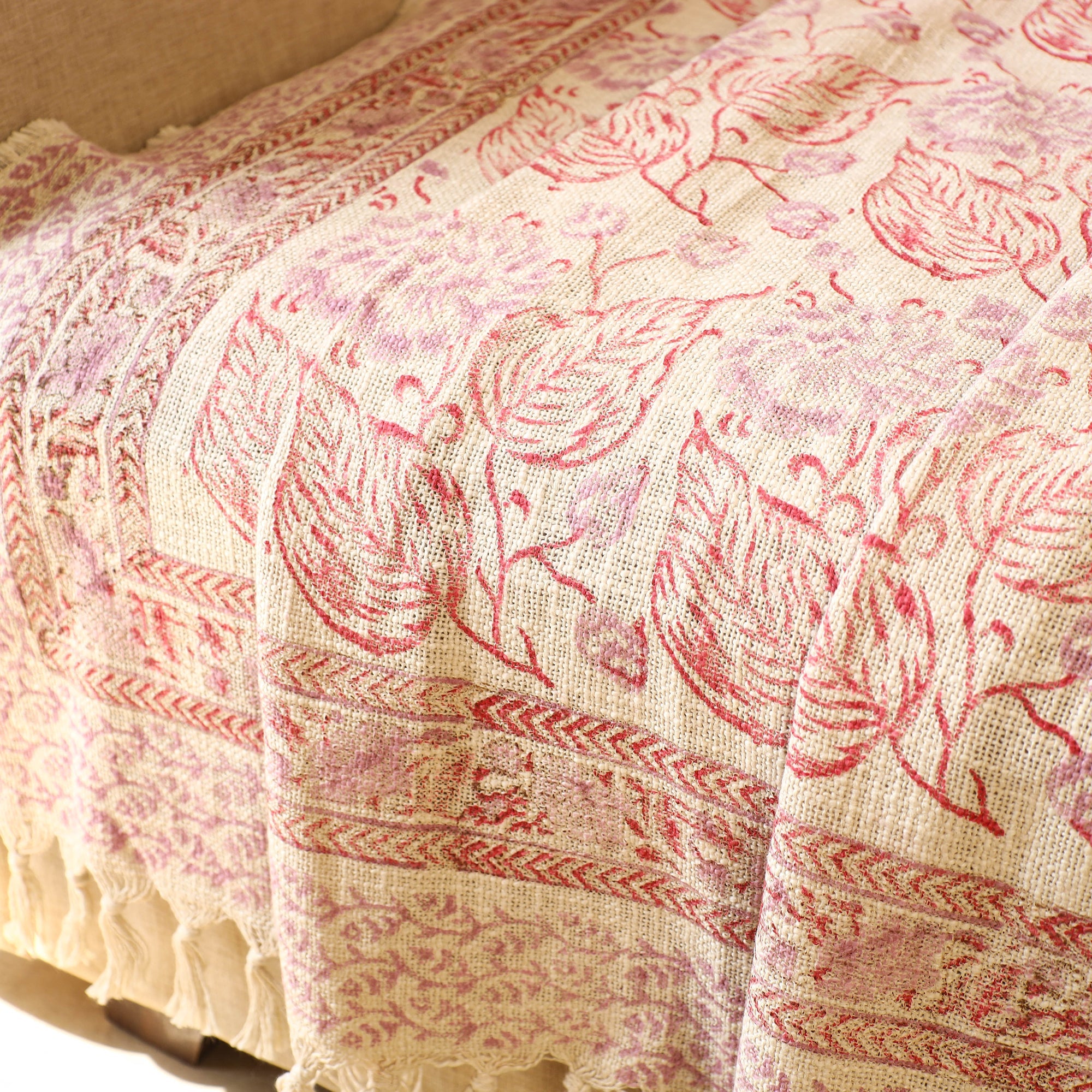 Multicolor Handloom Jaipur Block Print Cotton Sofa Throw