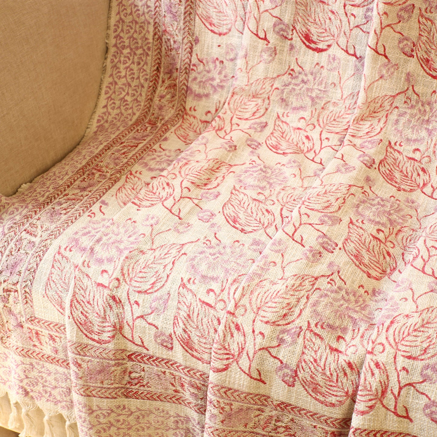 Multicolor Handloom Jaipur Block Print Cotton Sofa Throw