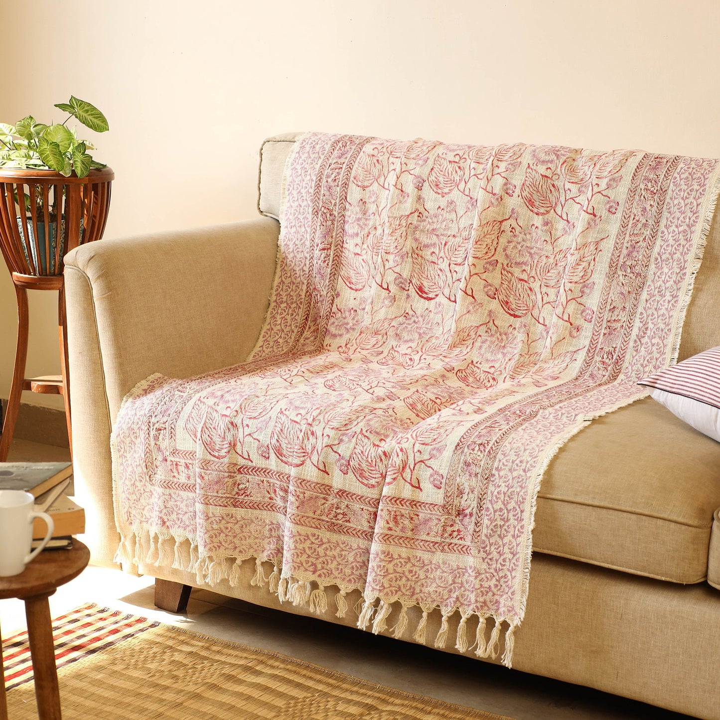 Multicolor Handloom Jaipur Block Print Cotton Sofa Throw