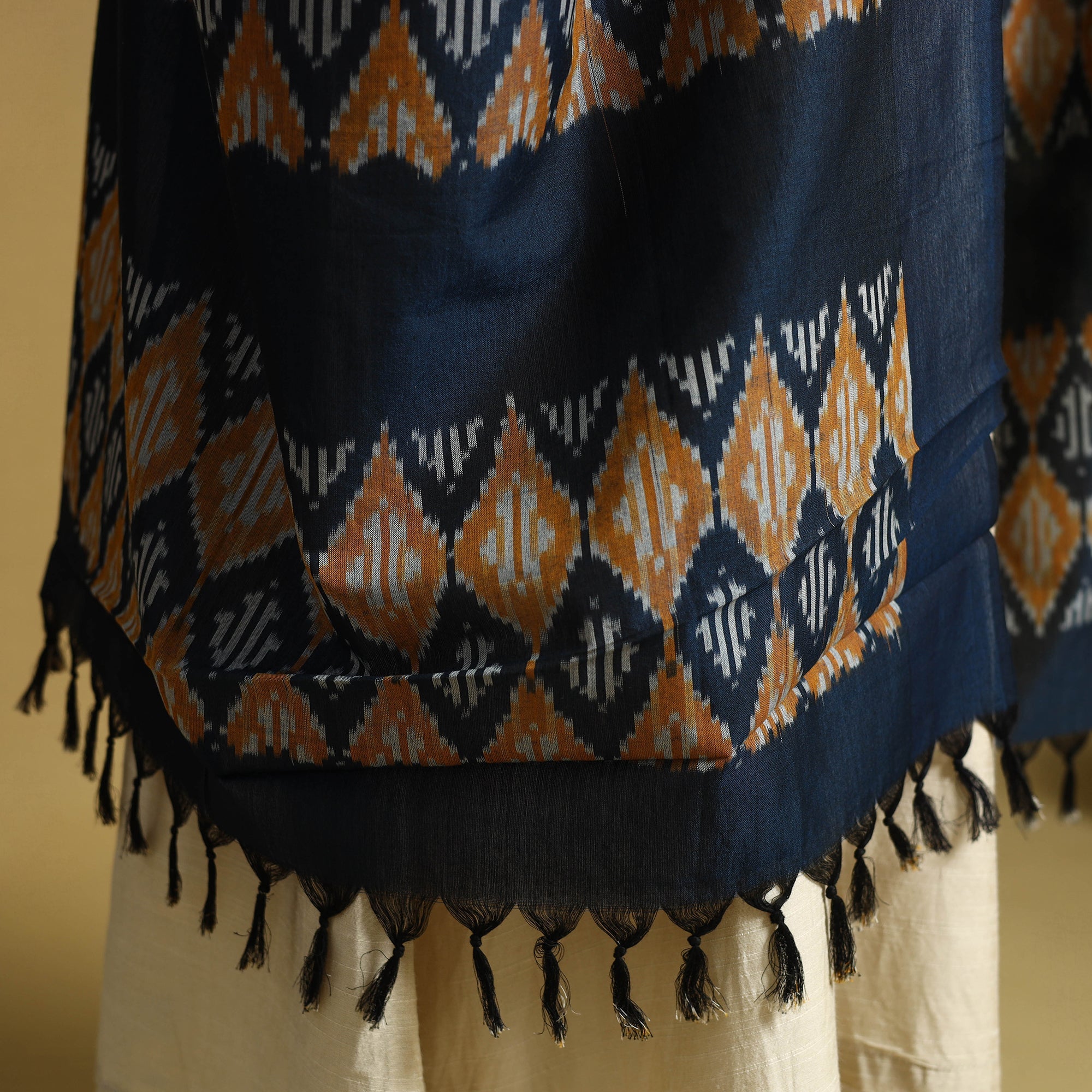 Multicolor Handloom Mercerized Cotton Pochampally Ikat Dupatta