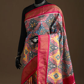 Handloom mulberry silk patola ikat pochampally saree 12