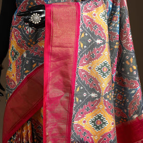 Handloom mulberry silk patola ikat pochampally saree 12