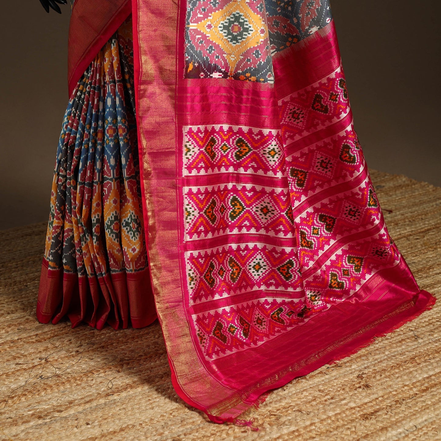 Handloom mulberry silk patola ikat pochampally saree 12