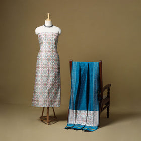 Handloom sico pochampally ikat 2pc unstitched dress