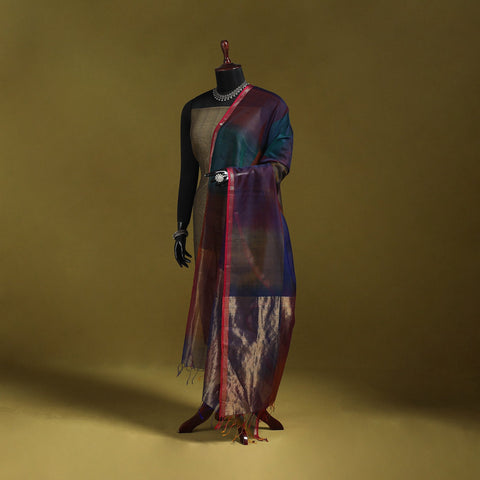 Handloom silk cotton maheshwari dupatta with zari border 14