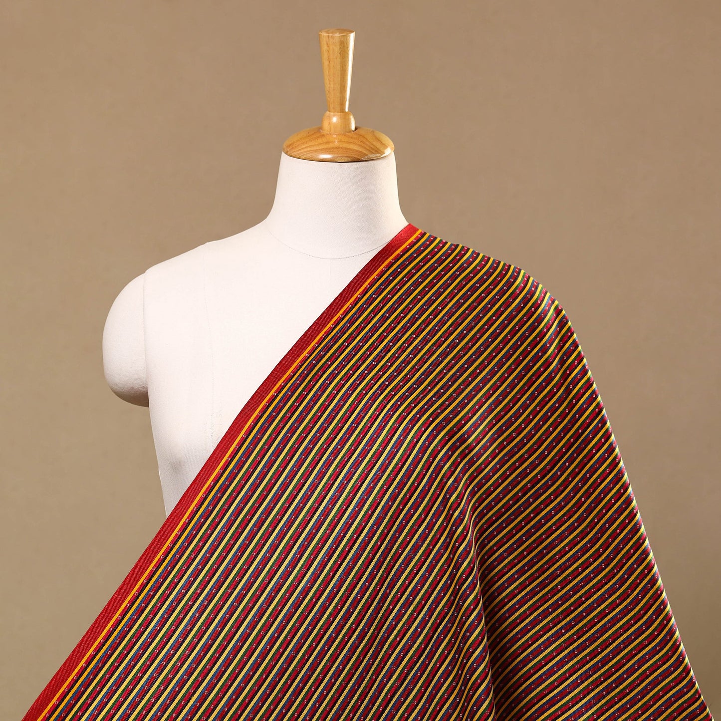  Multicolor Handloom Silk Cotton Mashru Fabric