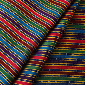  Multicolor Handloom Silk Cotton Mashru Fabric