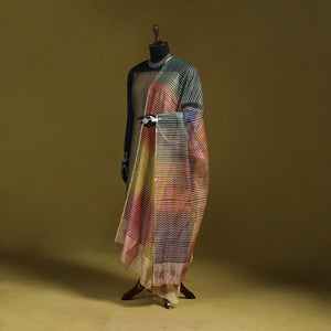 Handloom silk cotton missing weave stripes maheshwari