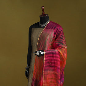 Handloom silk cotton missing weave stripes maheshwari