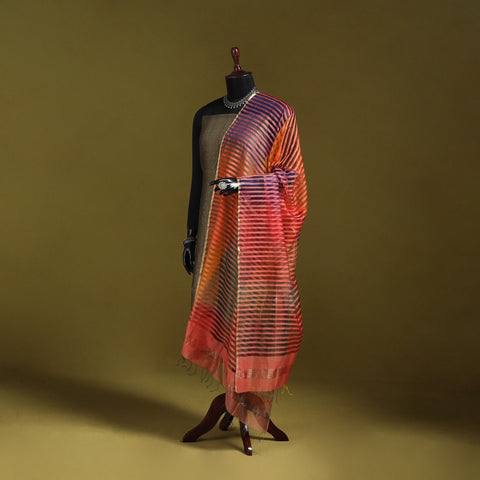 Handloom silk cotton missing weave stripes maheshwari