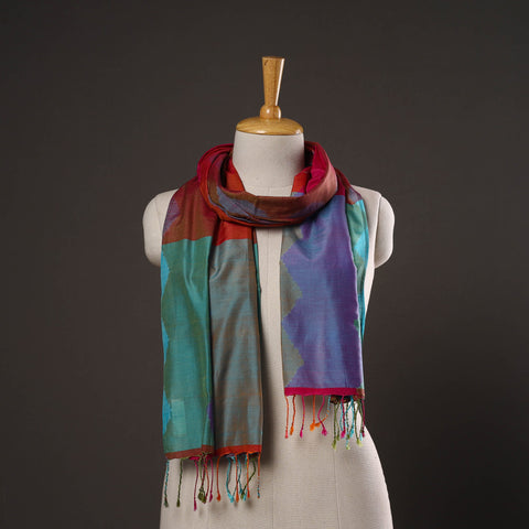 Multicolor - handloom silk cotton pochampally ikat stole 01