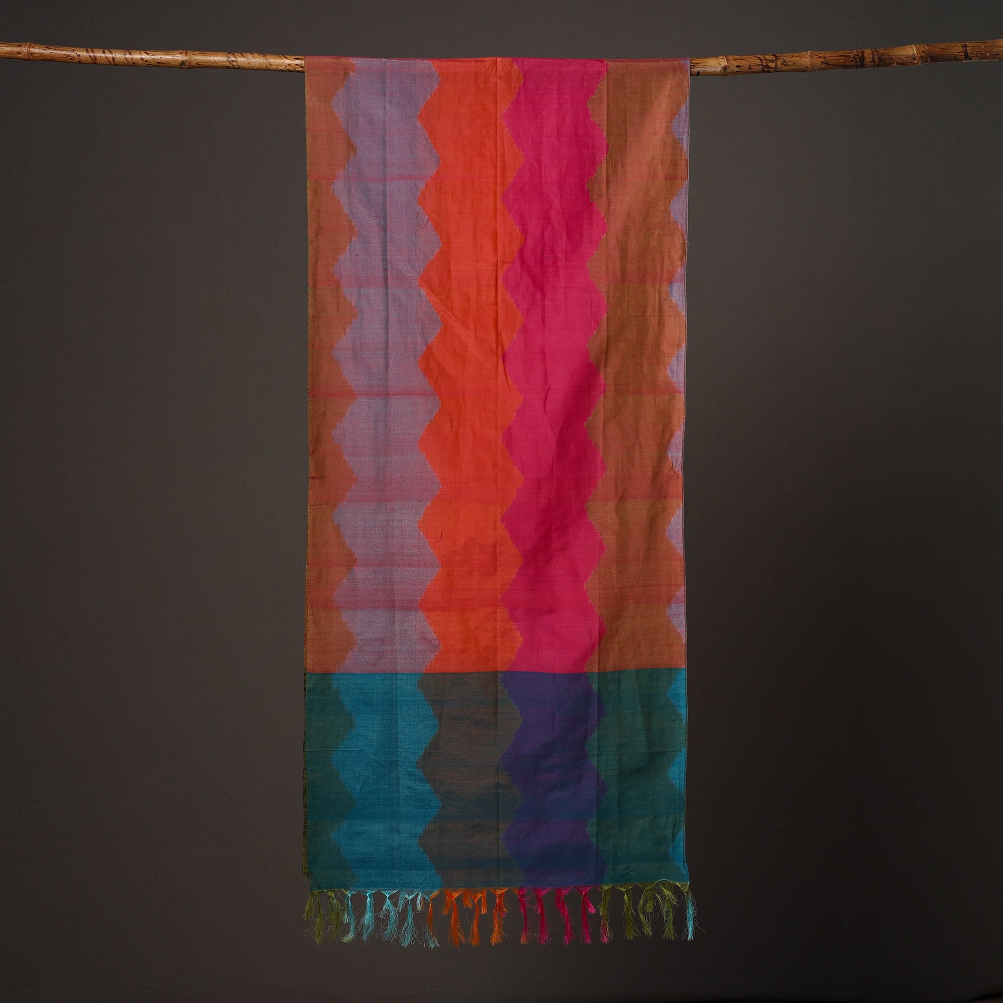Multicolor - handloom silk cotton pochampally ikat stole 02