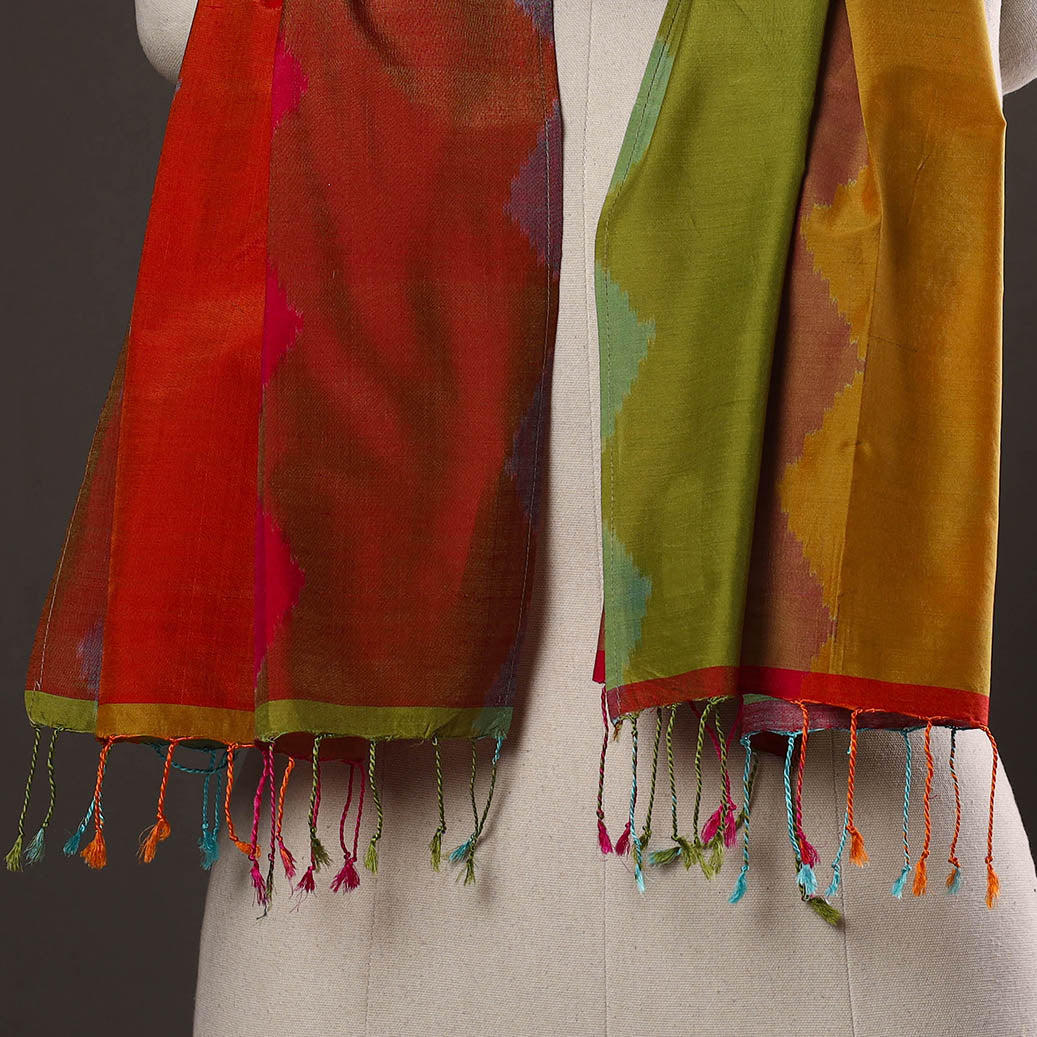 Multicolor - handloom silk cotton pochampally ikat stole 03