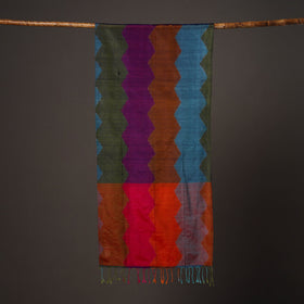  Multicolor Handloom Silk Cotton Pochampally Ikat Stole