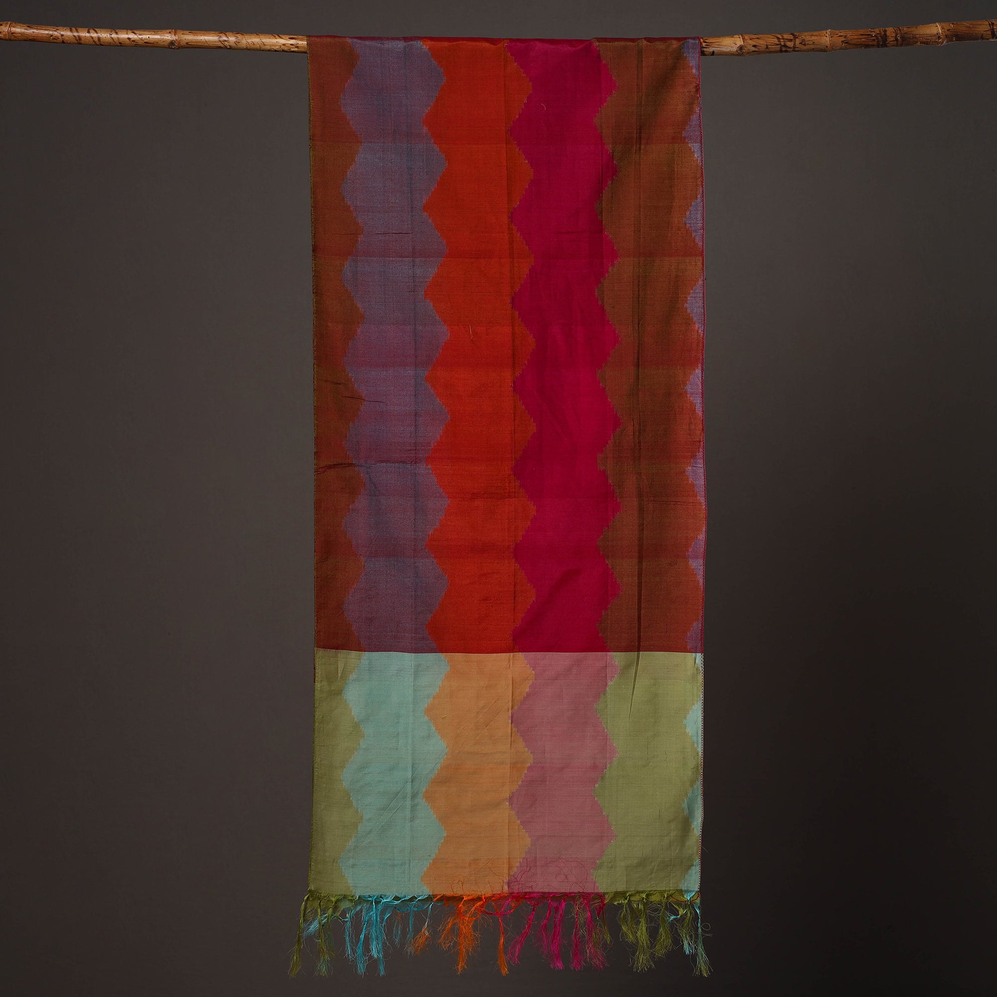 Multicolor - handloom silk cotton pochampally ikat stole 07