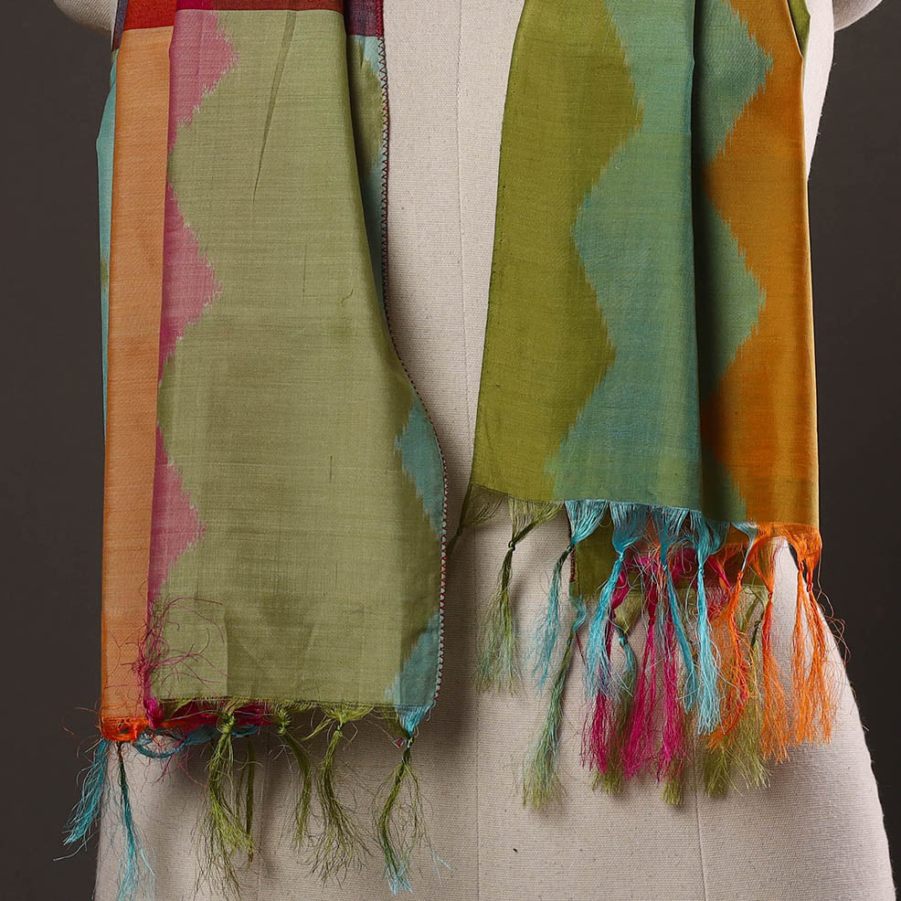 Multicolor - handloom silk cotton pochampally ikat stole 07