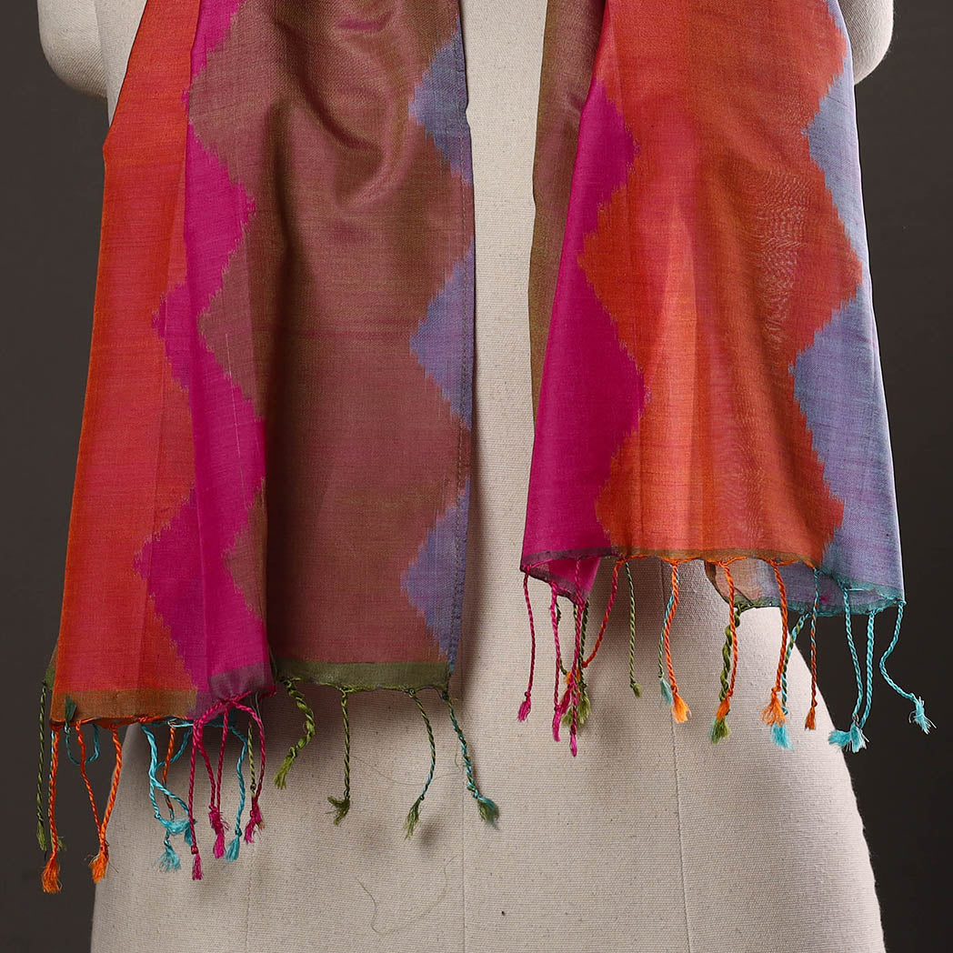 Multicolor - handloom silk cotton pochampally ikat stole 09