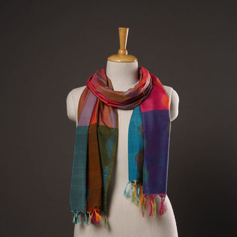 Multicolor - handloom silk cotton pochampally ikat stole 12