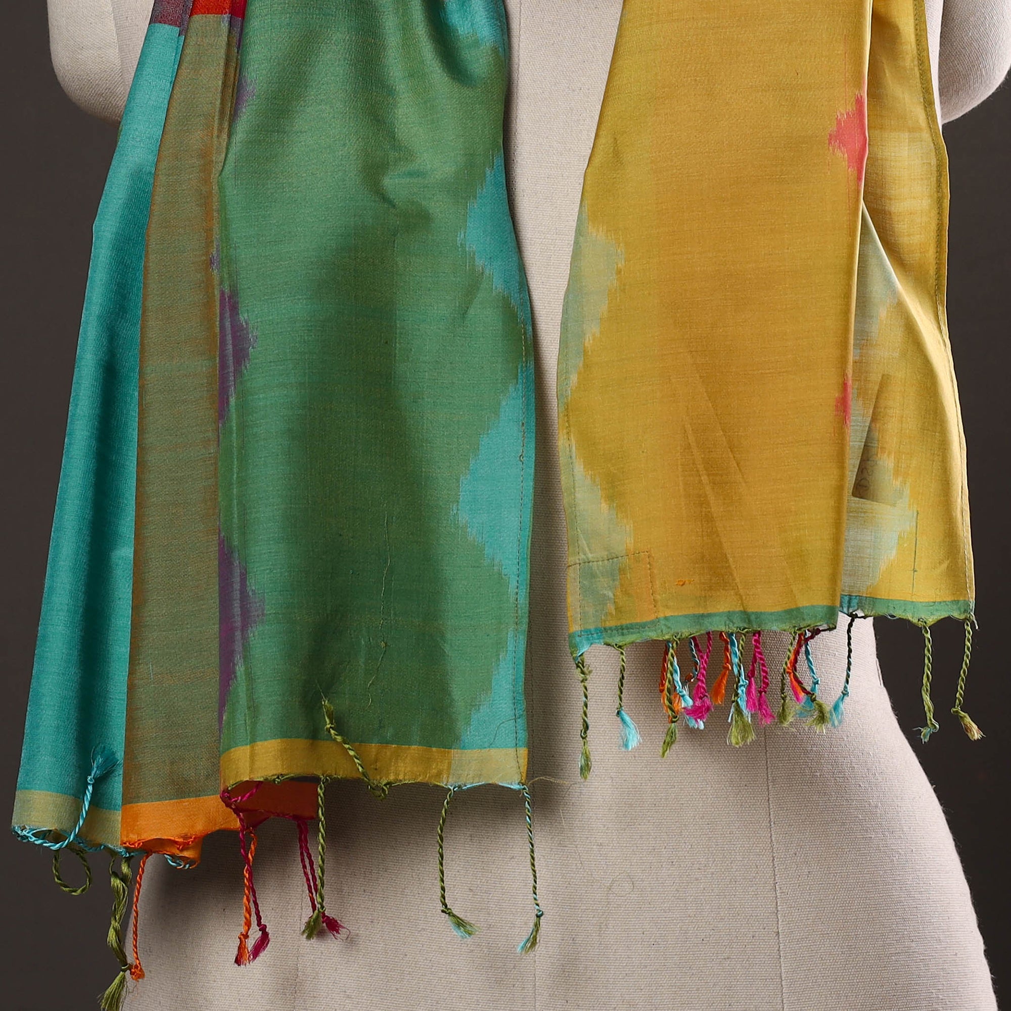 Buy Multicolor Handloom Silk Cotton Pochampally Ikat Stole