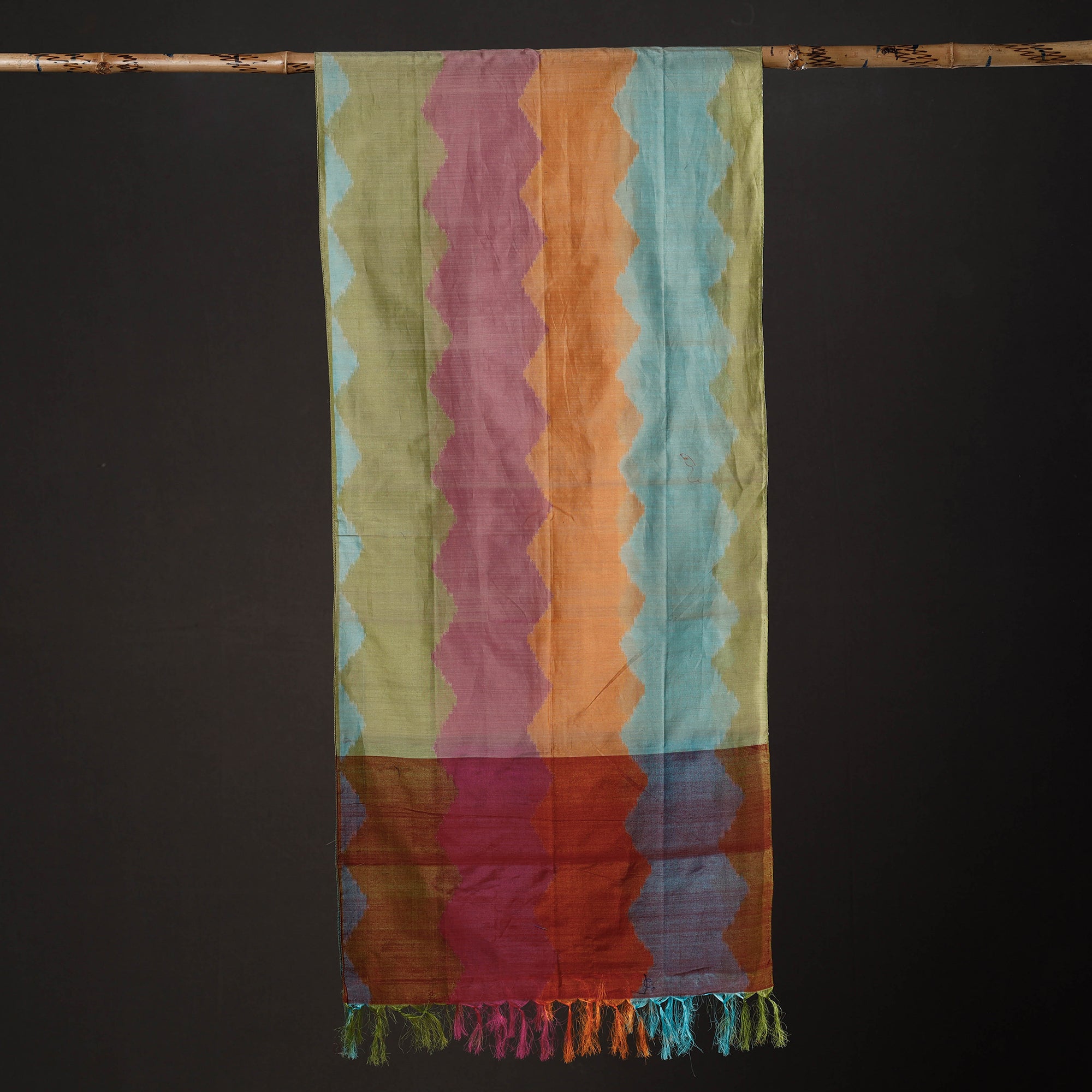  Handloom Silk Cotton Pochampally Ikat Stole