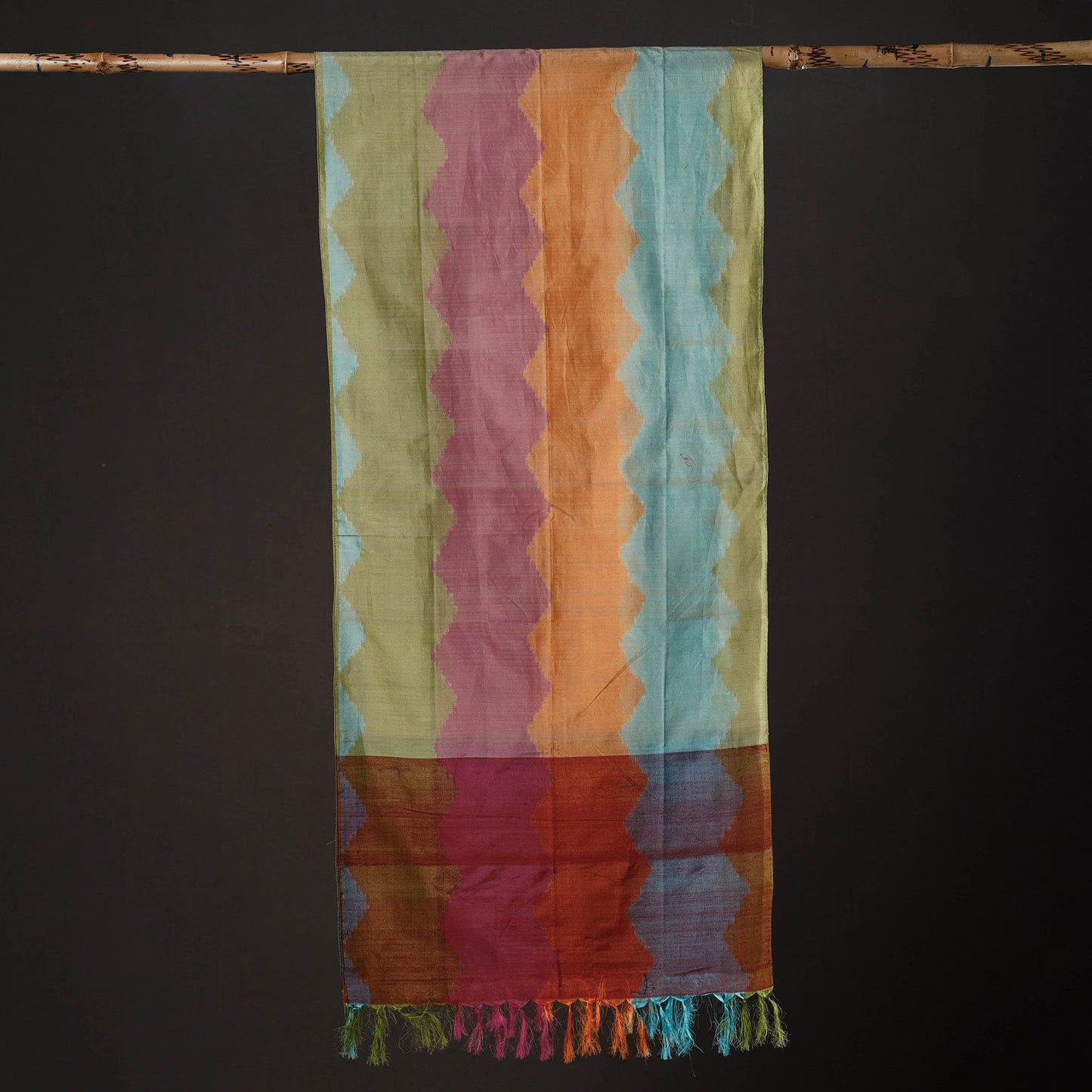  Handloom Silk Cotton Pochampally Ikat Stole
