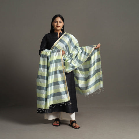 Multicolor - handloom silk cotton striped zari work