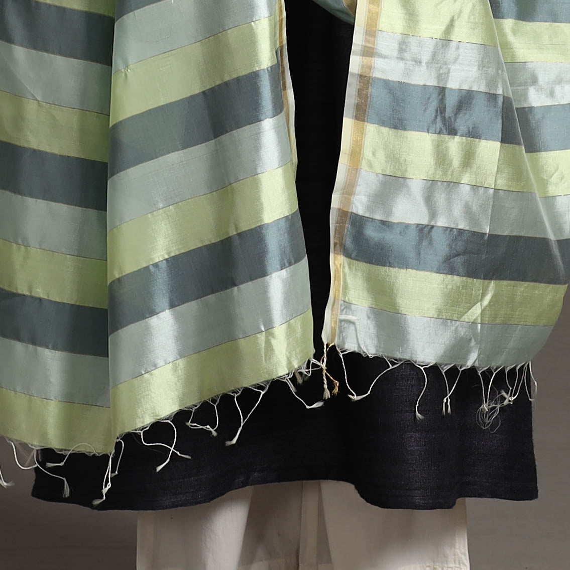 Multicolor - handloom silk cotton striped zari work