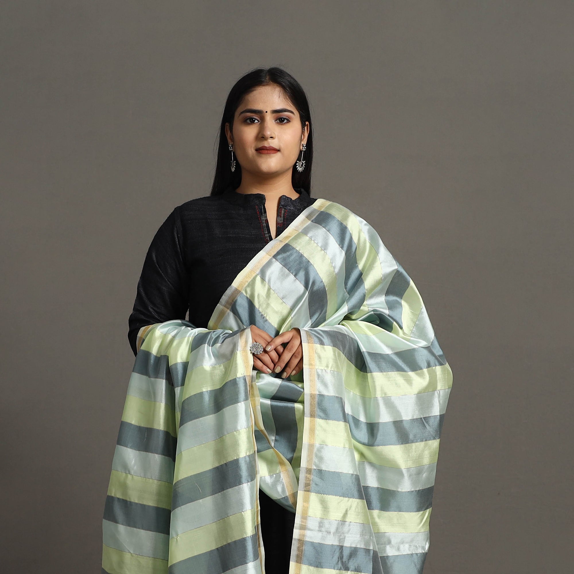 Multicolor - handloom silk cotton striped zari work