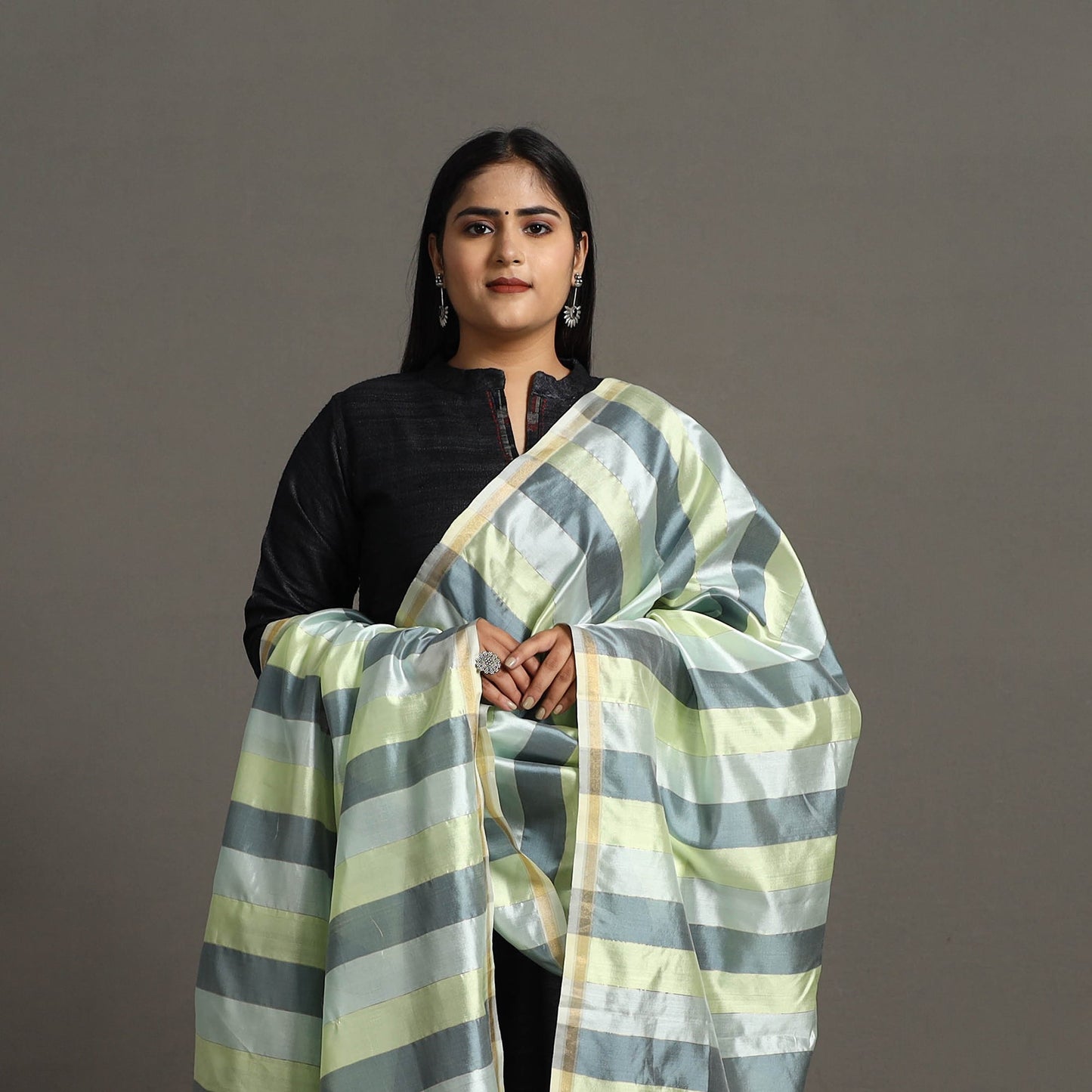Multicolor - handloom silk cotton striped zari work