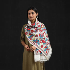 Buy Multicolor Handloom Tussar Silk Bengal Kantha Work Stole