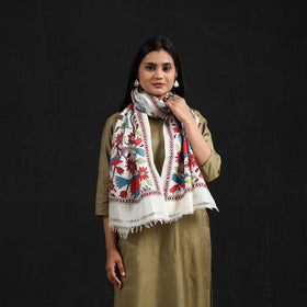 Buy Multicolor Handloom Tussar Silk Bengal Kantha Work Stole