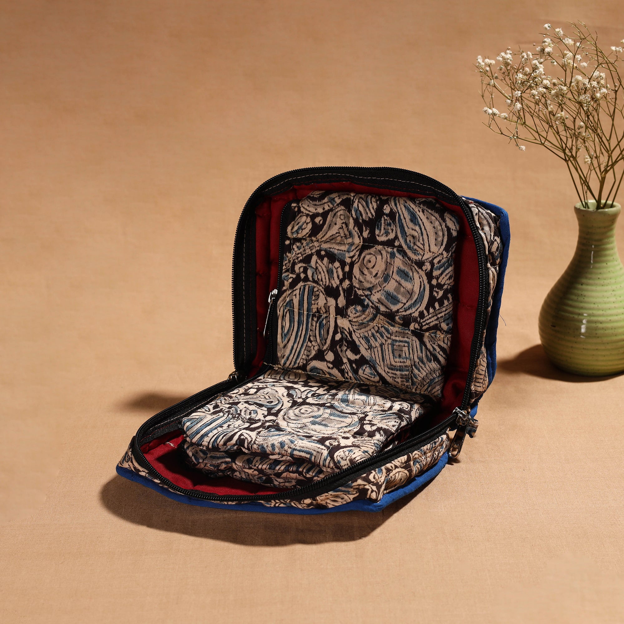 Multicolor Handmade 4 Pockets Cotton Jewellery Bag