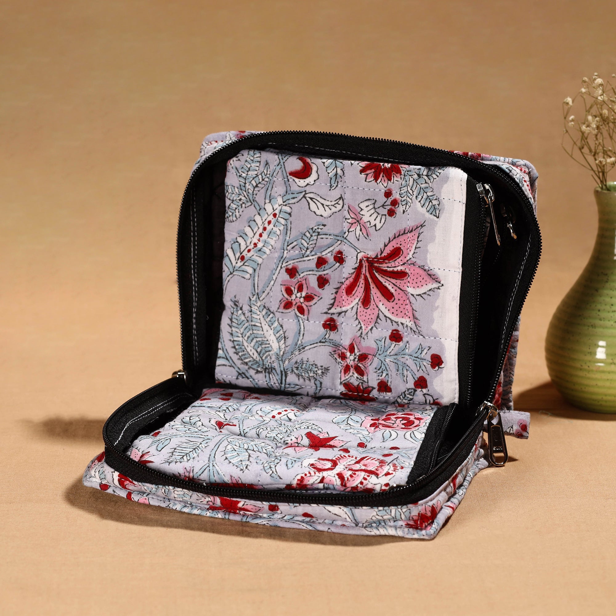 Multicolor Handmade Cotton Jewelry Organizer Bag for Travel