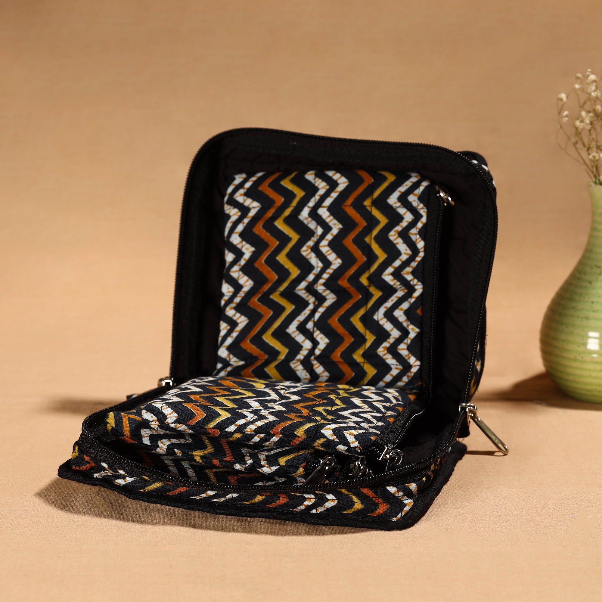 Multicolor Handmade Cotton Jewelry Organizer Bag for Travel