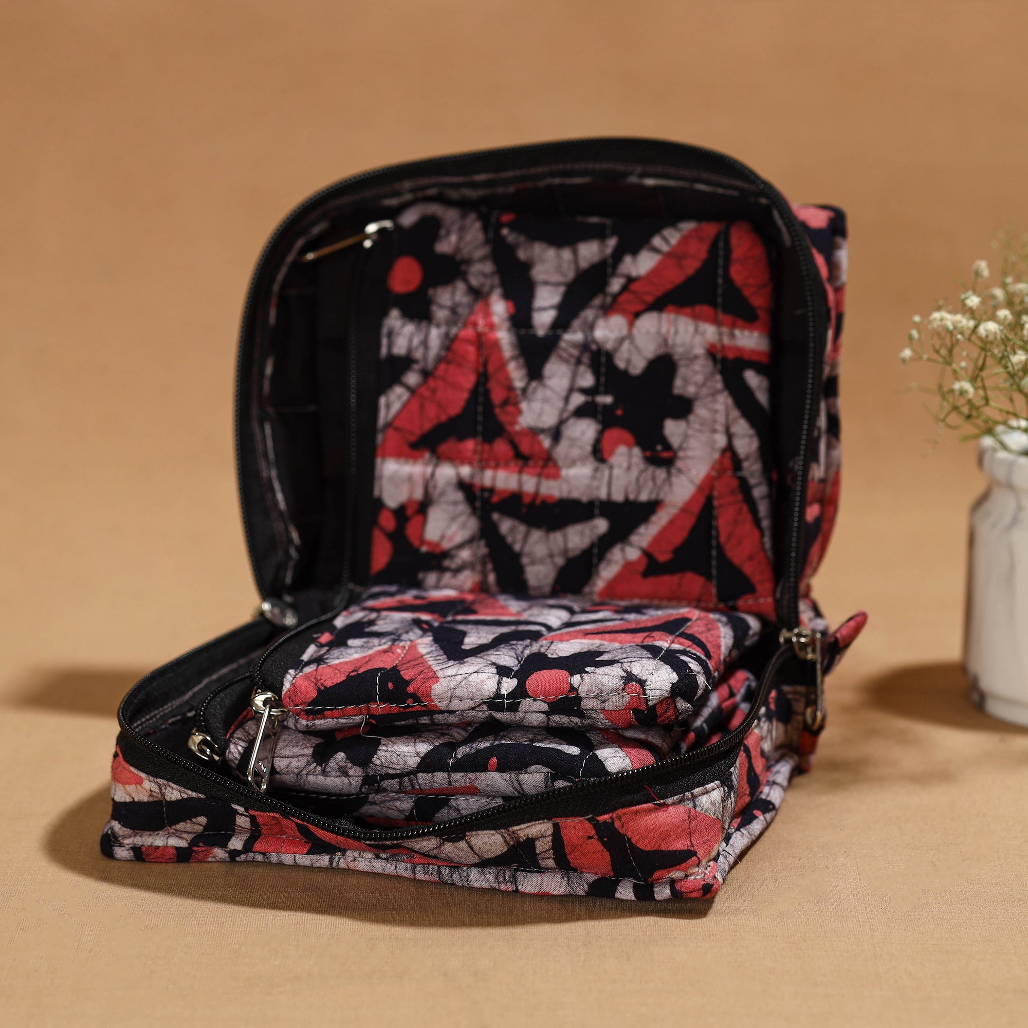 Multicolor Handmade 4 Pockets Cotton Jewelry Bag 