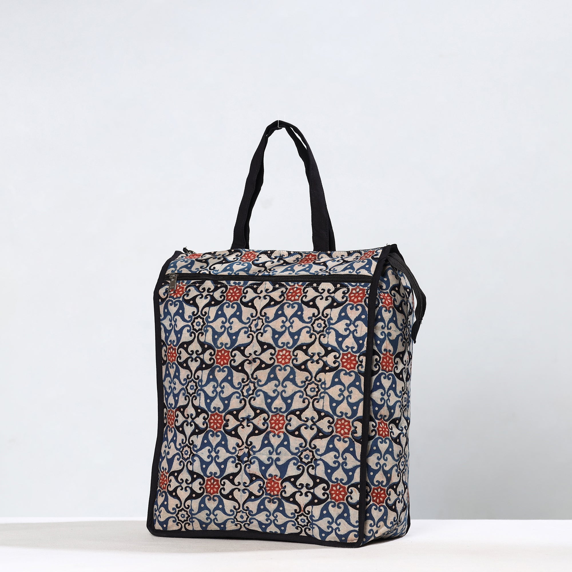 Multicolor Handmade Ajrakh Block Printed Cotton Shopping Bag 01
