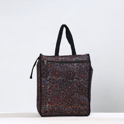 Multicoolor Handmade Ajrakh Block Printed Cotton Shopping Bag 01