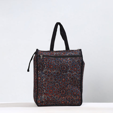 Multicoolor Handmade Ajrakh Block Printed Cotton Shopping Bag 01