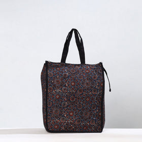 Multicoolor Handmade Ajrakh Block Printed Cotton Shopping Bag 01
