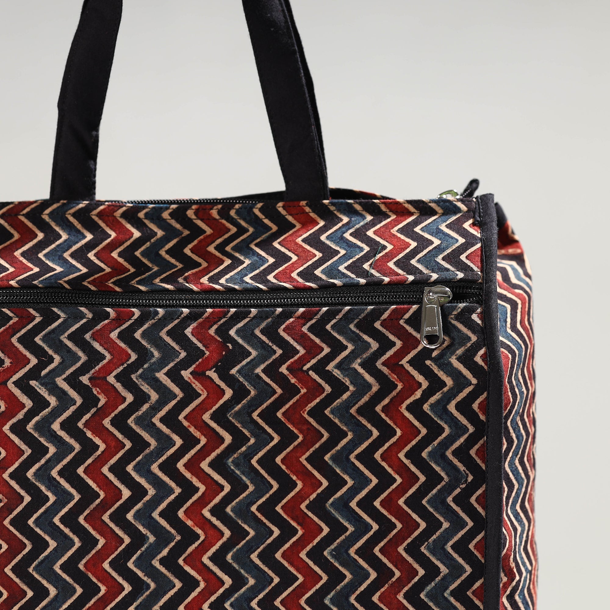 Multicolor Handmade Ajrakh Block Printed Cotton Shopping Bag