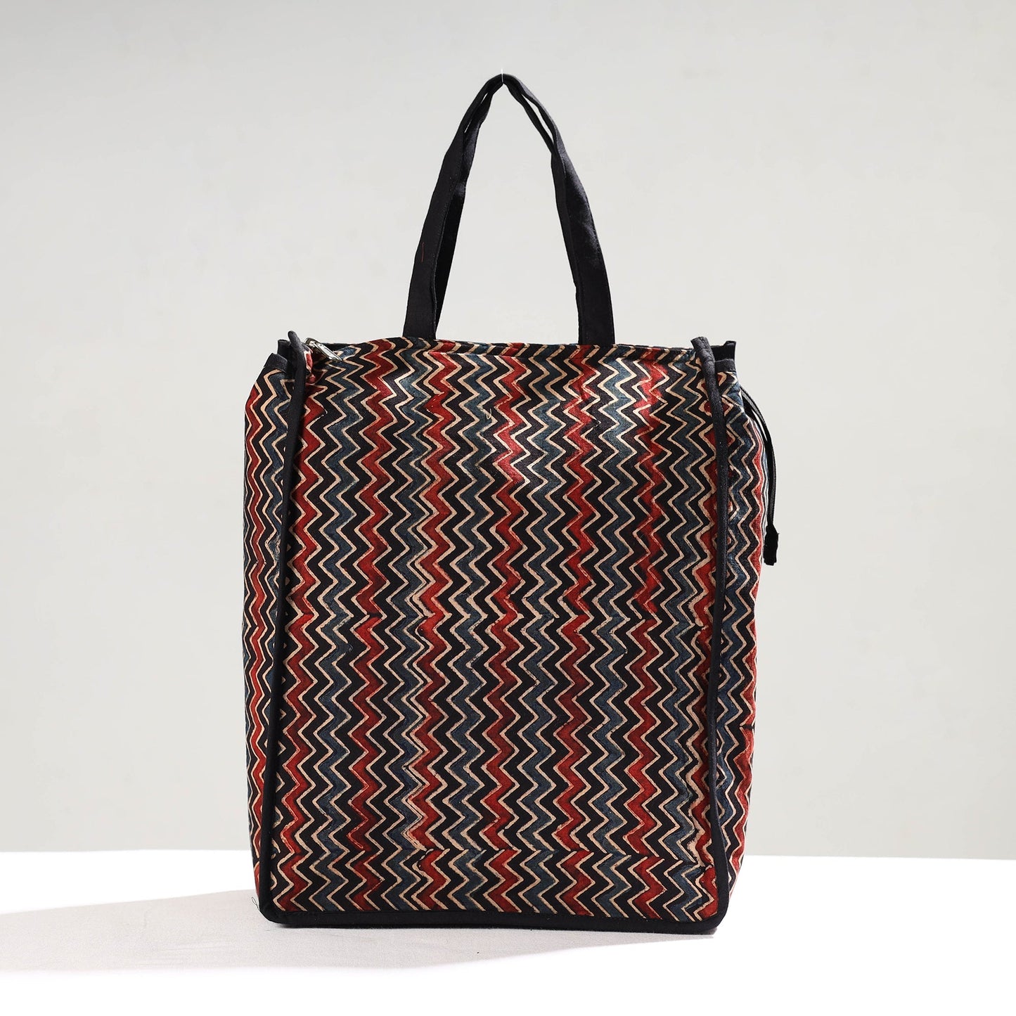Multicolor Handmade Ajrakh Block Printed Cotton Shopping Bag
