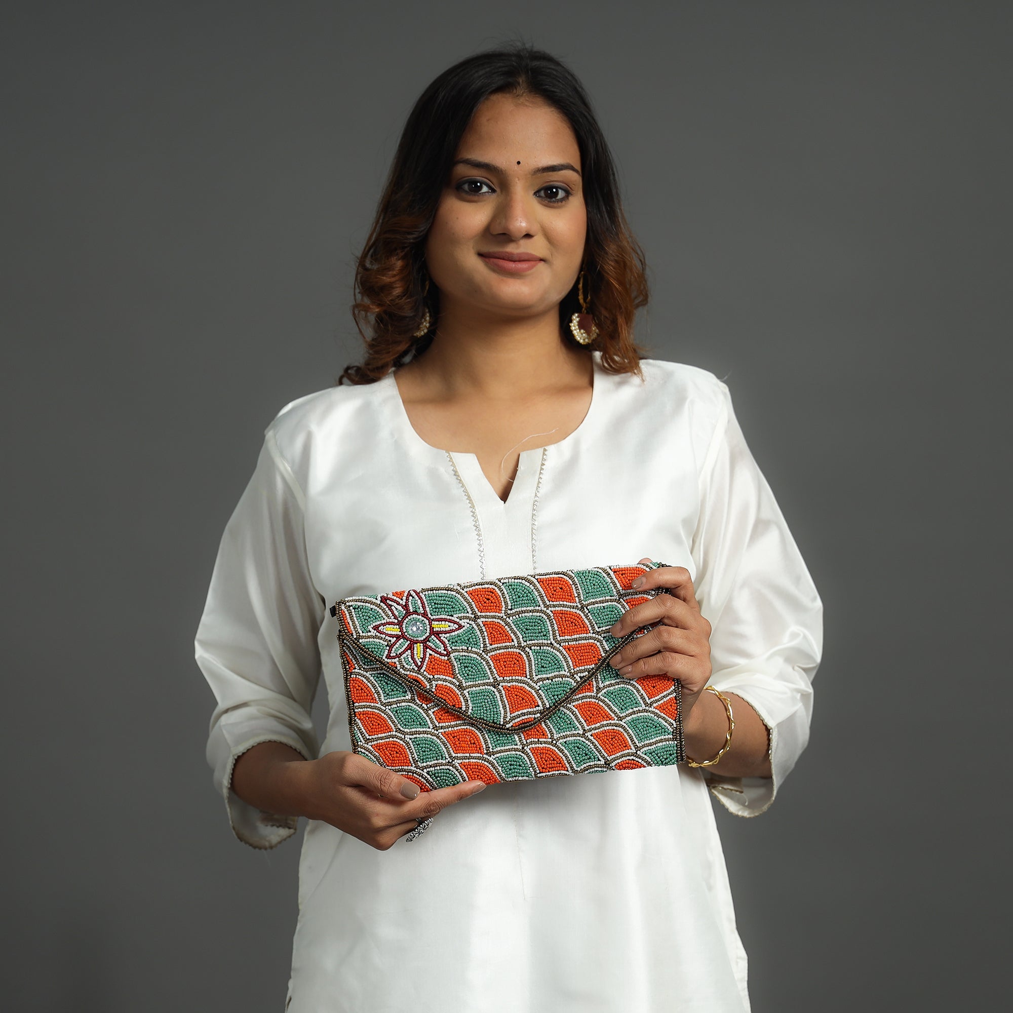 Multicolor Handmade Bead Work Clutch