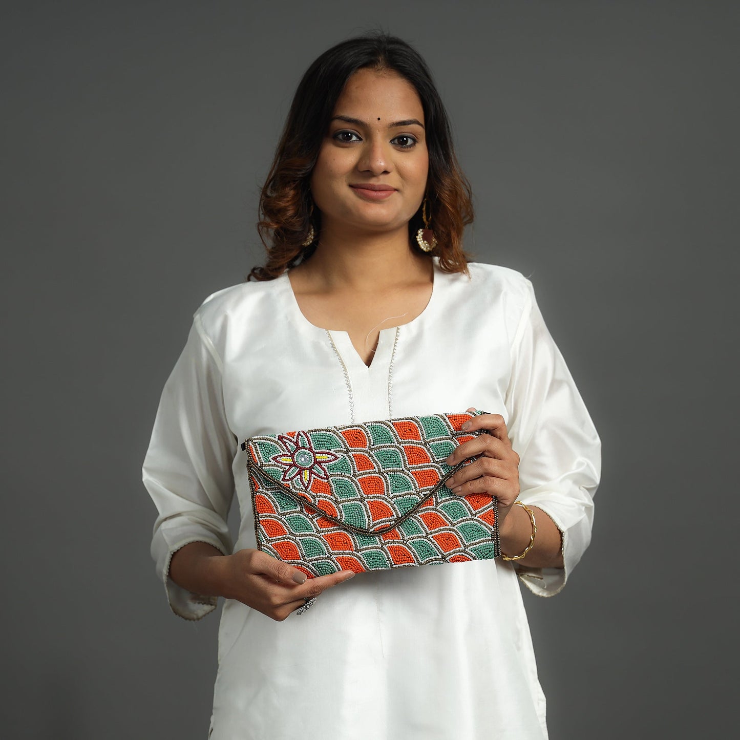 Multicolor Handmade Bead Work Clutch