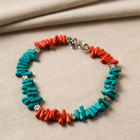 Multicolor - handmade beads & metal anklet 01 - handcrafted